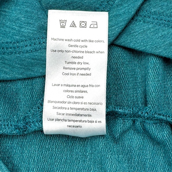 Danskin Crossover Top Large Raglan Sleeve Colonial Blue Tulip Hem Ruched Sides - Picture 15 of 15